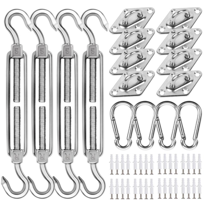 yofit Shade Sail Hardware Kit 5 inch for Triangle Rectangle Sun Shade Sail Installation, 304 Grade Stainless for Garden Outdoors, 80 Pcs - Image 1